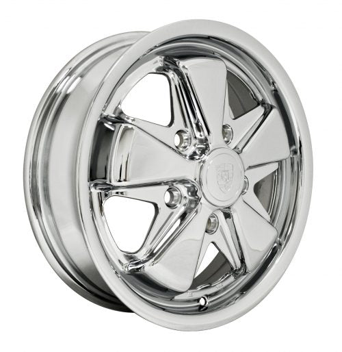 WHEEL, PORSCHE 911 ALLOY, ALL CHROME, 15X4 1/2, 5X130 BOLT PATTERN, 4 1/2" BS EACH